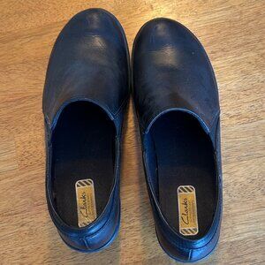 Clarks Black Leather Slip On Shoe